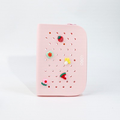Silicone Pencil Case Large Capacity Perforated Stationery Box Soft Touch Waterproof Pencil Pouch