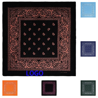 Professional 21" Printed 100 Percent Cotton Square Bandana