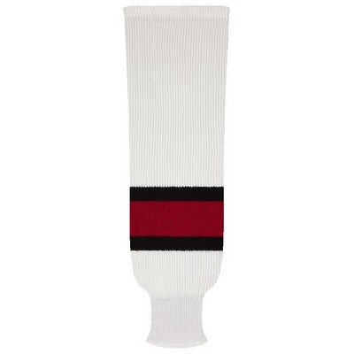 Team Canada Pro Series White Home Socks w/Red & Black Stripes