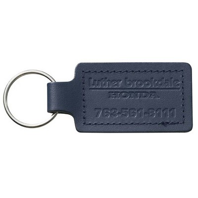 Bonded Leather Large Rectangle 2 Sided Sewn Key Tag (1 1/2"x 3 1/4")