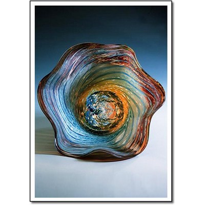 Galaxy Art Glass Bowl w/ Marble Base (8.5"x6.5")