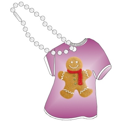 Gingerbread Man Promotional T-Shirt Key Chain w/ Black Back (8 Square Inch)