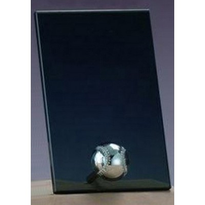 Silver Basketball Smoked Glass Plaque (4"x6.5")