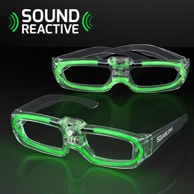 Sound Activated Lights Green Party Shades, 80s Style - PRINTED