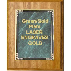 Oak Plaque 9" x 12" - Green Marble Mist 7" x 10" Plate