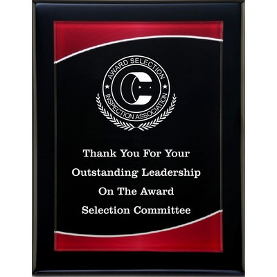 Black Piano Finish Plaque with Red Acrylic Plate 8x10