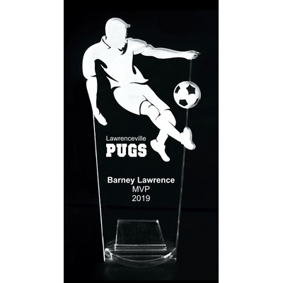 VALUE LINE! Acrylic Engraved Award - 8" Soccer Player with Key Stand