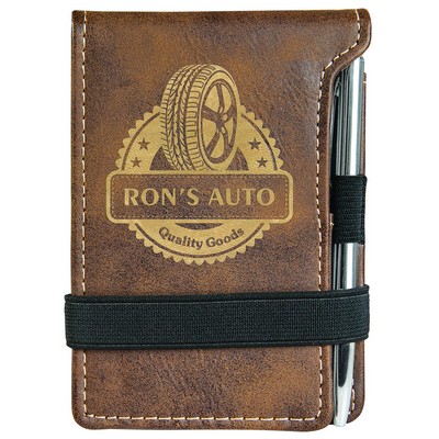 Rustic/Gold Leatherette Pad/Pen (3.25" x 4.75")