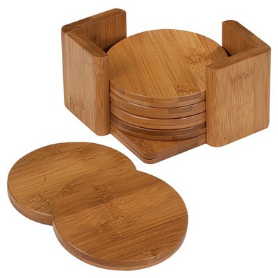 Bamboo 6 Coaster Set with Holder