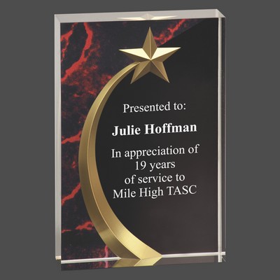 Red Marble Square Shooting Star Acrylic Award (7¾")