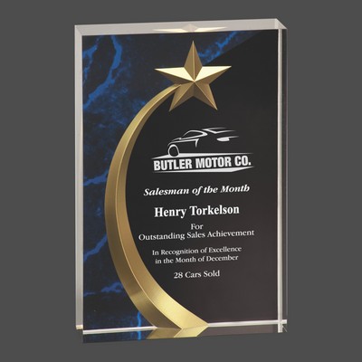 Blue Marble Square Shooting Star Acrylic Award (6")
