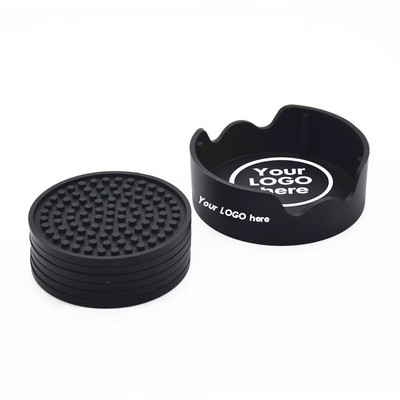 Silicone Drink Coaster with Holder Set of 6
