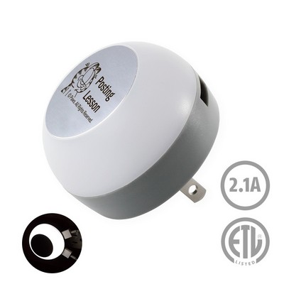 Ludlam ETL 2-Port Wall Charger Night Light