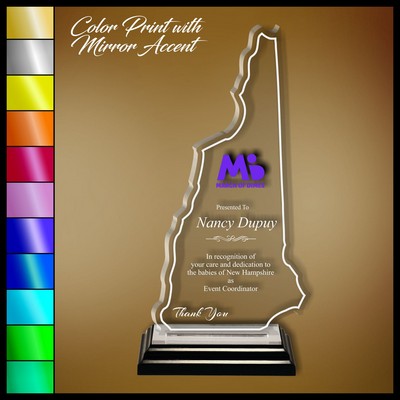 7" New Hampshire Clear Acrylic Award with Color Print and Mirror Accent