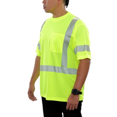 Reflective Apparel™ Birdseye® Knit Short Sleeve Shirt w/Pocket Reflective/Fluorescent Yellow-Green
