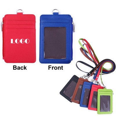 Pu Leather Card Sleeves/Neck Lanyard