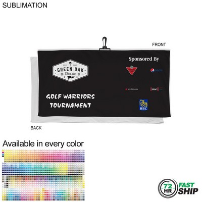 72 Hr Fast Ship - Oversized Golf Towel in Soft Velour Terry, w/Black Hook, Sublimated (24"x48")