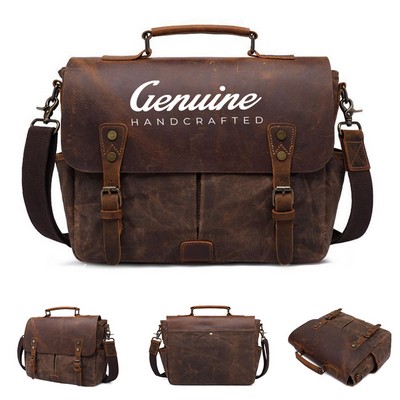School Leather Messenger Bag