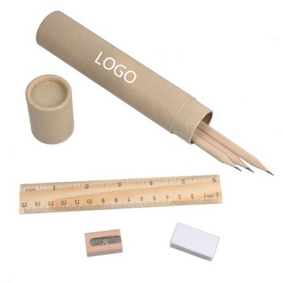 6pc Eco-Friendly Recycled Paper & Pencil Stationery Set