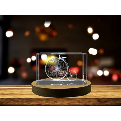 Vintage Bicycle 3D Engraved Crystal Trophy Award
