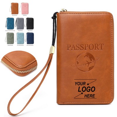 Zippered Travel Passport Wallet with Multiple Pockets