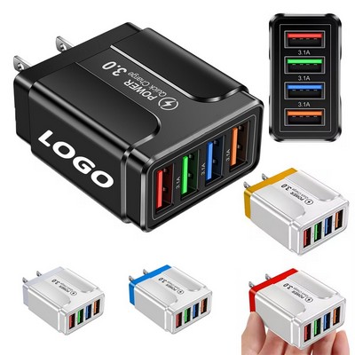 5V/3.1A 12W 4-Port USB Charger Fast Charging Block PD Power Adapter