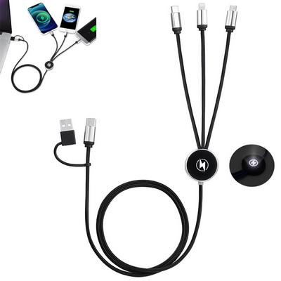 4FT 5 in 1 Multi Charging Cable with Light-Up Logo