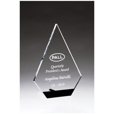 8" Diamond Series Clear Acrylic with Black Accent and Silver Post