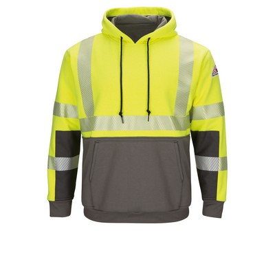 Bulwark - Hooded Fleece Sweatshirt - Men's Hi-Visibility Color Block Pullover Fleece Sweatshirt