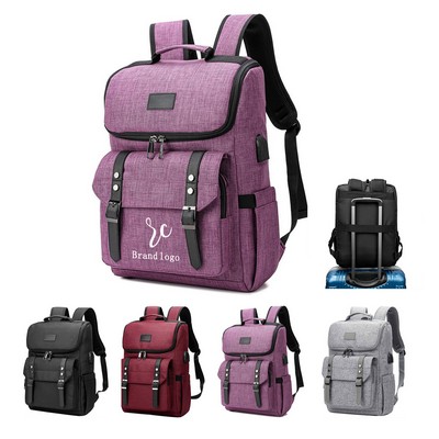 Oxford Laptop Backpack w/ USB Charging Port