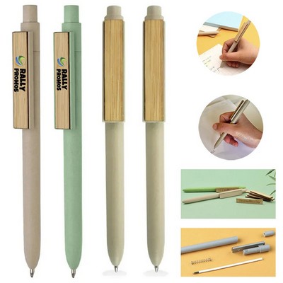 Eco Friendly Material Bamboo Fiber Pen With Bamboo Clip