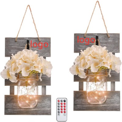 Wall-Mounted Wooden Hydroponic Vase Planter Modern Home Decor
