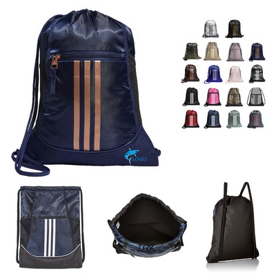Waterproof Sports Drawstring Backpack w/Vertical Stripes