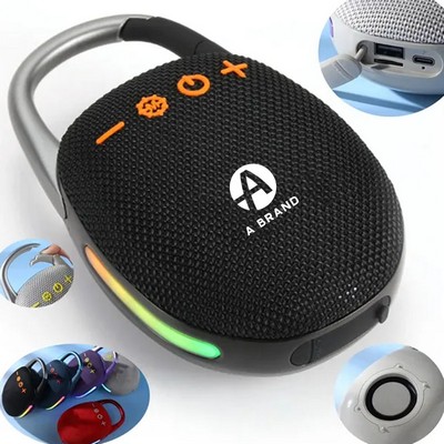 Ultra-Portable Bluetooth Speaker with Clip and Lights