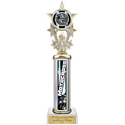 12" Action Matrix Motocross Blue 1 Column Trophy