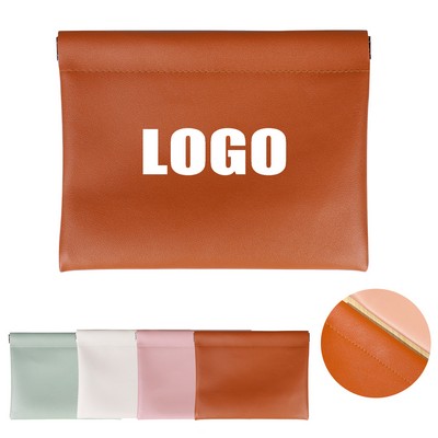 Mini PU Snap Closure Waterproof Dustproof Storage Pouch