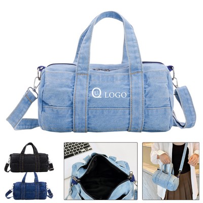 9.8 X 5.5" Denim Bucket Shoulder Bag W/ Dual Handles