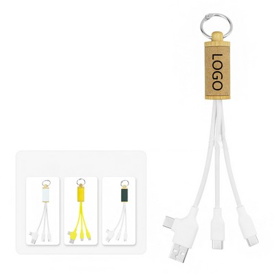 Eco-Friendly Bamboo Wood 2-to-2 Data Cable