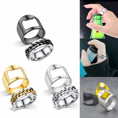 Titanium Steel Ring with Bottle Opener