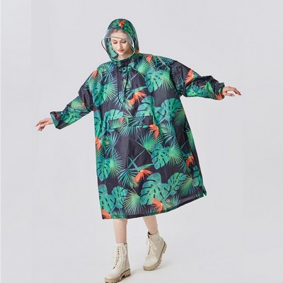 Adult Mid-Length Hiking Raincoat with Backpack Space & Reflective Strip