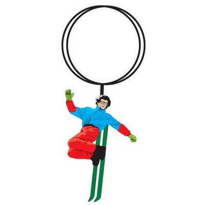 Skier Key Chain w/Clear Mirrored Back (8 Square Inch)