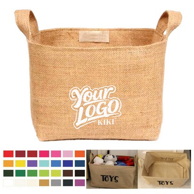 Collapsible Burlap Organizer Basket Bin