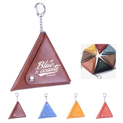 Triangle Mini Coin Pouch with Keychain