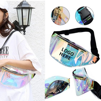 Shimmering Triple-Compartment Clear Waist Pack