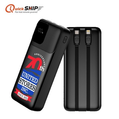 Dallas Dual Cord Power Bank 20000 with Custom Imprint