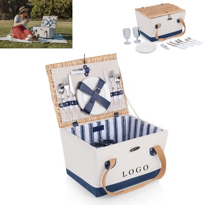 2 Person Boardwalk Picnic Basket Handwoven Lid