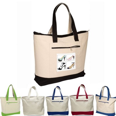 12" Pure Cotton Canvas Bag With Zipper Tote Bag