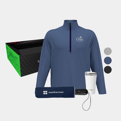 24 oz SWIG® Golf Cup SS Tumbler, Callaway® Men's Golf Pullover & Weatherman® Umbrella Gift Set
