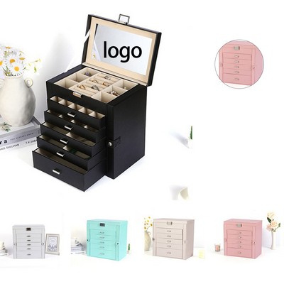 6 Tier PU Leather Jewelry Box