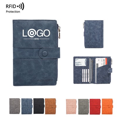 RFID Blocking PU Passport Wallet Cover Case
